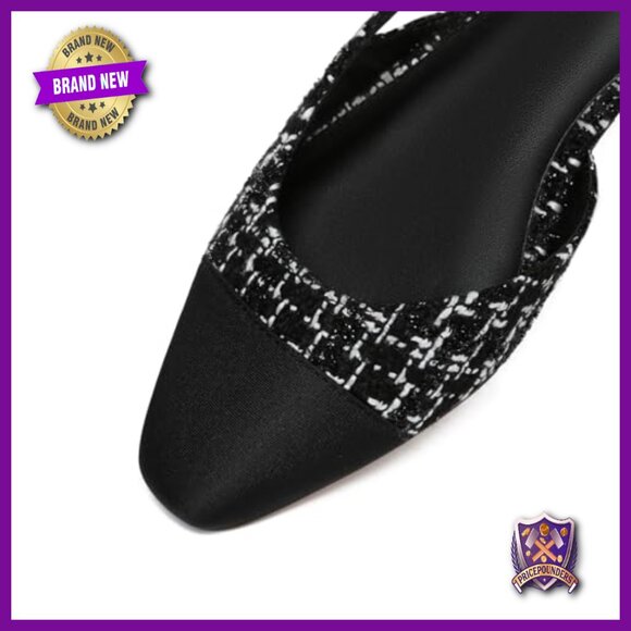 Slingback Flats with Pointed Toe, Low Heel, Leather Upper, Rubber Sole - Picture 5 of 7